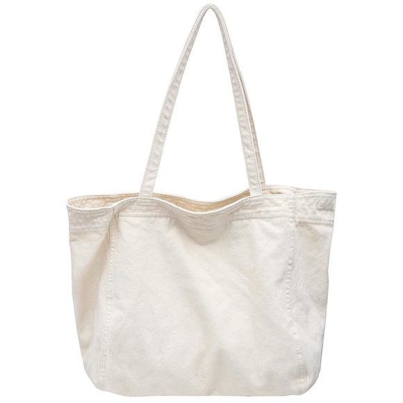 Canvas Tote Bag Casual Shoulder Work Bag Canvas BagWhite T_T - Picture 1 of 6